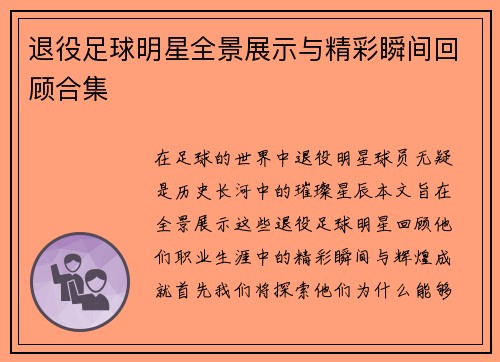 退役足球明星全景展示与精彩瞬间回顾合集